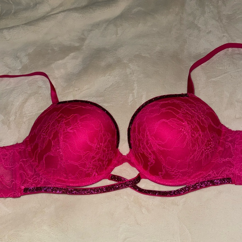 Victorias Secret hot pink bedazzled bra💕
